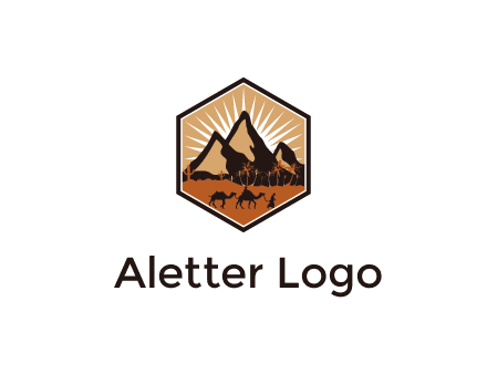 hexagon shaped desert logo