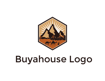 hexagon shaped desert logo