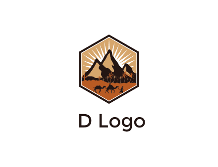 hexagon shaped desert logo