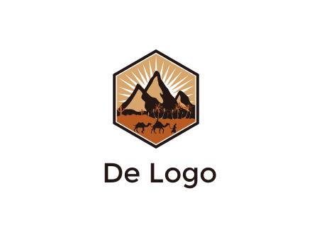 hexagon shaped desert logo