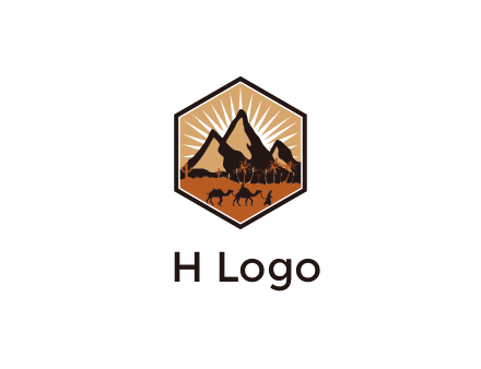 hexagon shaped desert logo