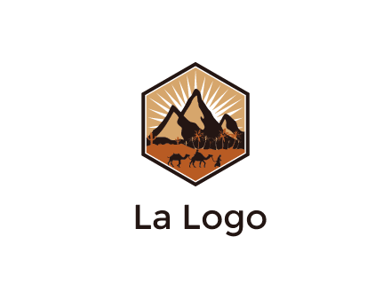 hexagon shaped desert logo