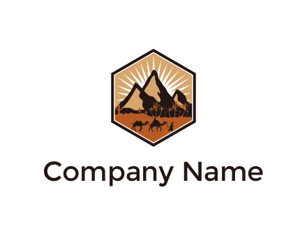 hexagon shaped desert logo