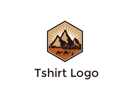 hexagon shaped desert logo