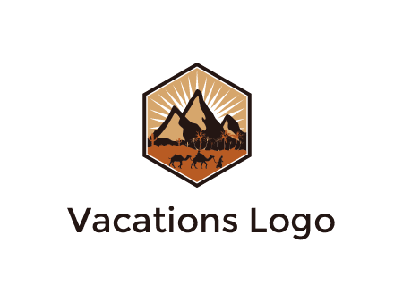 hexagon shaped desert logo