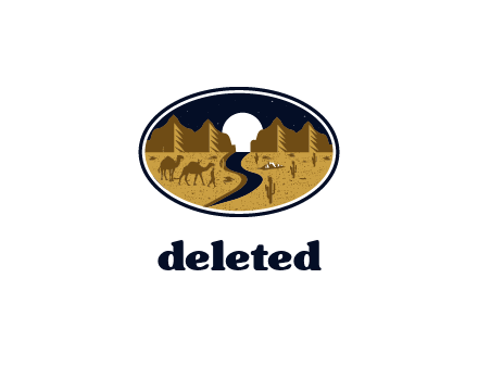 desert moon logo with camels and cactus