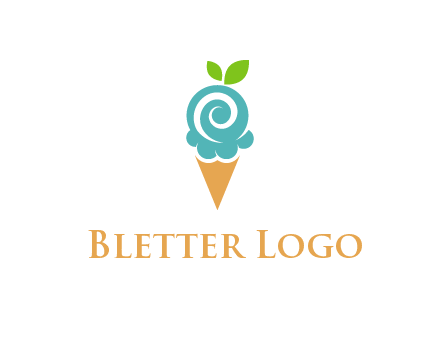 Ice cream with leaves icon