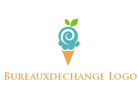 Ice cream with leaves icon