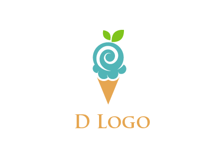 Ice cream with leaves icon