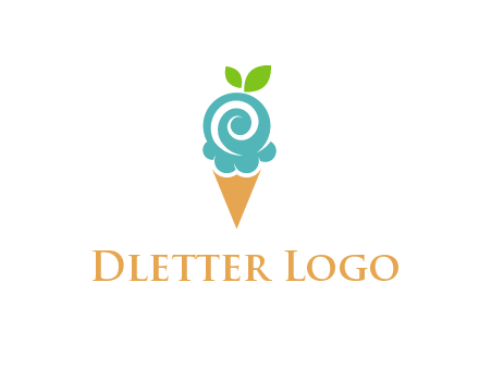 Ice cream with leaves icon