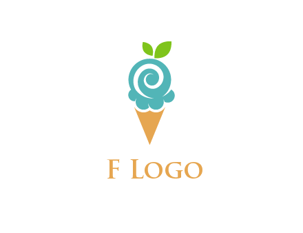 Ice cream with leaves icon