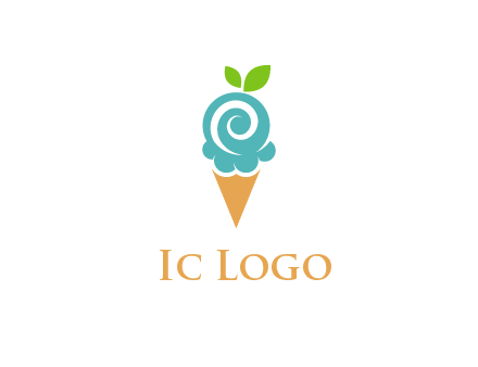 Ice cream with leaves icon