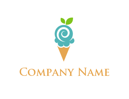 Ice cream with leaves icon