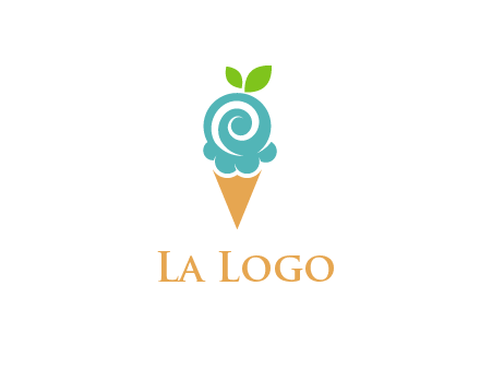 Ice cream with leaves icon