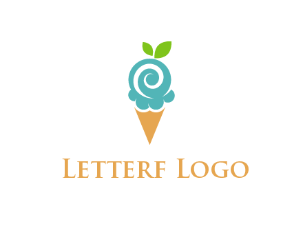 Ice cream with leaves icon