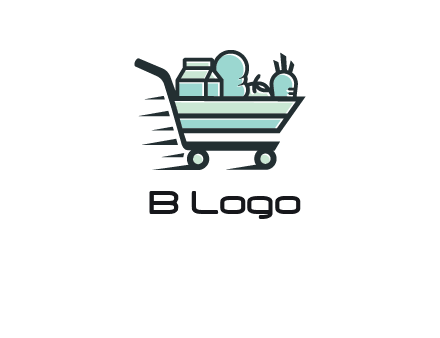 grocery shopping cart illustration