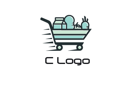 grocery shopping cart illustration