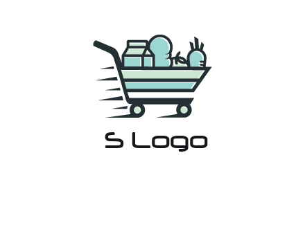 grocery shopping cart illustration