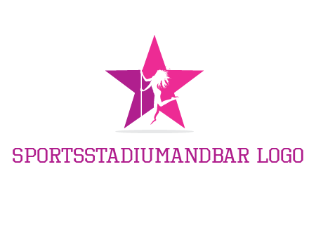 pole dance in front of star logo