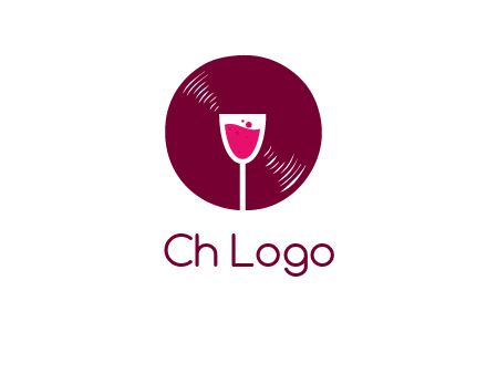 wine glass inside the disk logo