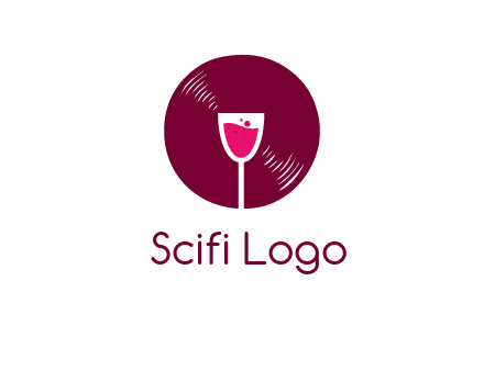 wine glass inside the disk logo