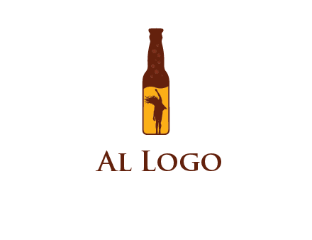 girl dancing inside wine bottle logo