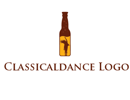 girl dancing inside wine bottle logo