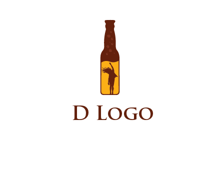 girl dancing inside wine bottle logo