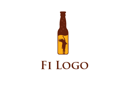 girl dancing inside wine bottle logo