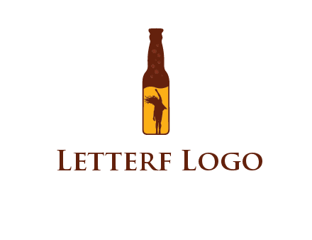 girl dancing inside wine bottle logo