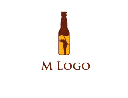 girl dancing inside wine bottle logo