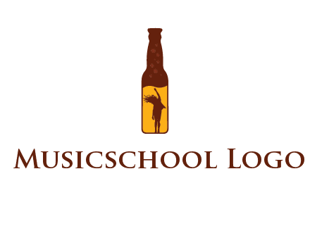 girl dancing inside wine bottle logo