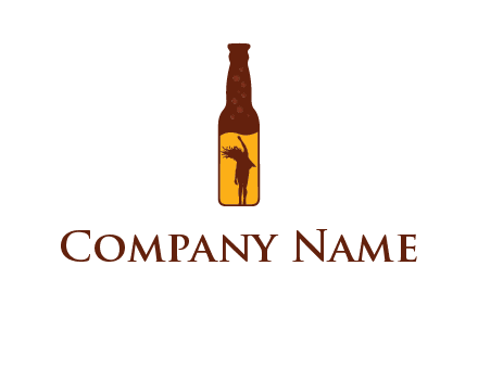 girl dancing inside wine bottle logo