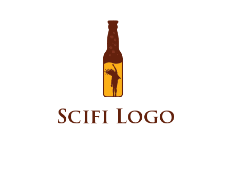 girl dancing inside wine bottle logo