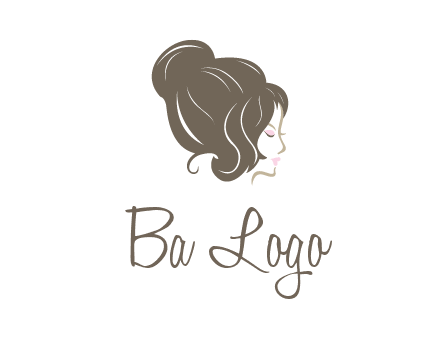 woman head with hair bun beauty logo icon