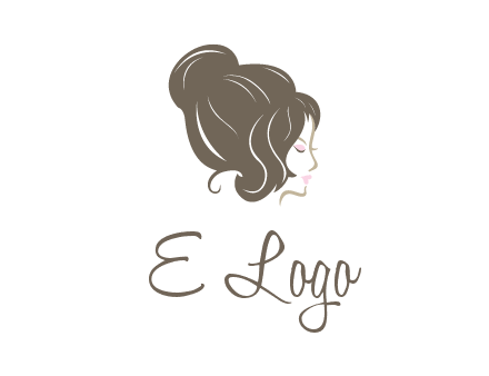 woman head with hair bun beauty logo icon