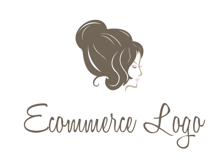 woman head with hair bun beauty logo icon