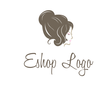 woman head with hair bun beauty logo icon