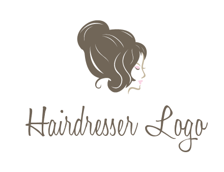 woman head with hair bun beauty logo icon