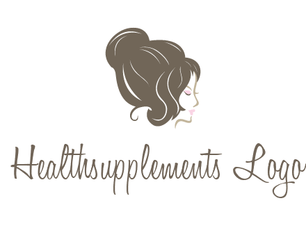 woman head with hair bun beauty logo icon