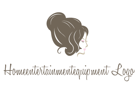 woman head with hair bun beauty logo icon