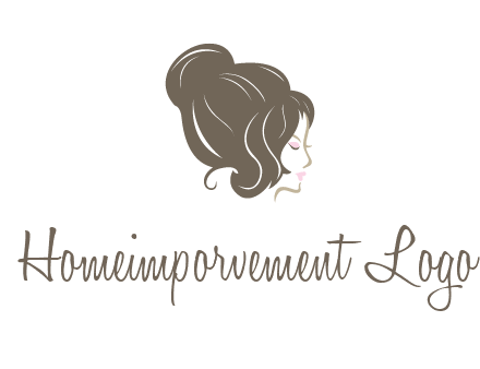 woman head with hair bun beauty logo icon