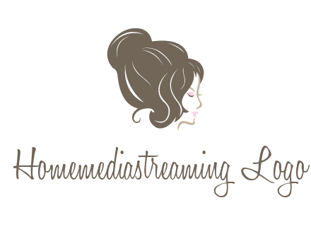 woman head with hair bun beauty logo icon