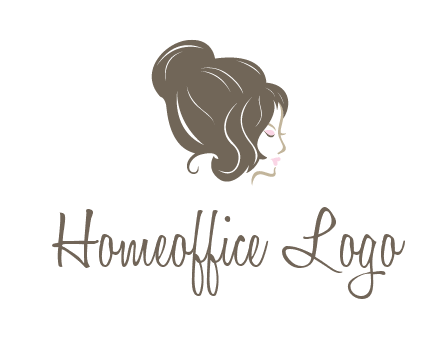 woman head with hair bun beauty logo icon