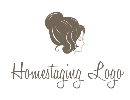 woman head with hair bun beauty logo icon