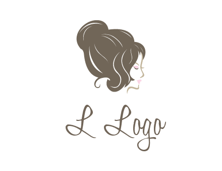 woman head with hair bun beauty logo icon