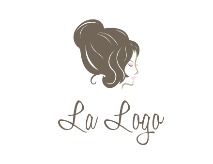 woman head with hair bun beauty logo icon