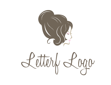 woman head with hair bun beauty logo icon