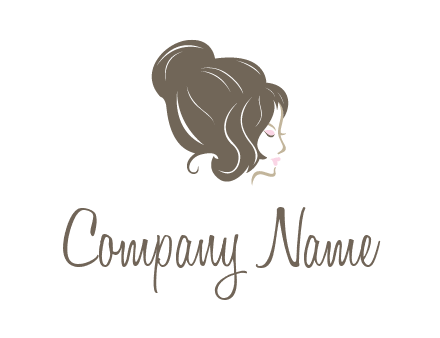 woman head with hair bun beauty logo icon