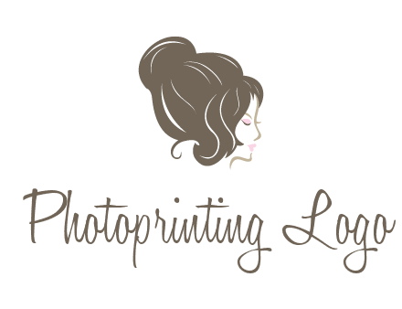 woman head with hair bun beauty logo icon